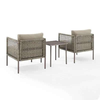 Cali Bay 3pc Outdoor Wicker & Metal Seating Set - Taupe/Light Brown - Crosley 7 Cali Bay 3pc Outdoor Wicker & Metal Seating Set - Taupe/Light Brown - Crosley - Image 7