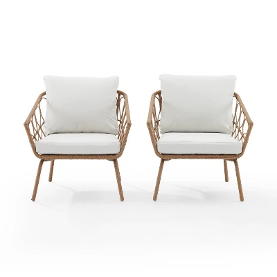 Juniper 2pk Outdoor Wicker Arm Chairs - Cream/Natural - Crosley 5 Juniper 2pk Outdoor Wicker Arm Chairs - Cream/Natural - Crosley - Image 5