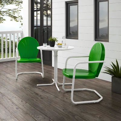 Griffith 3pc Outdoor Bistro Set With Table & 2 Chairs - Green - Crosley 2 Griffith 3pc Outdoor Bistro Set With Table & 2 Chairs - Green - Crosley - Image 2