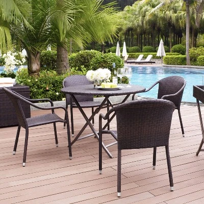 Palm Harbor 5pc Outdoor Wicker Dining Set - Brown - Crosley 2 Palm Harbor 5pc Outdoor Wicker Dining Set - Brown - Crosley - Image 2