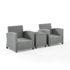 Bradenton 3pc Outdoor Wicker Seating Set With Side Table & 2 Arm Chairs - Crosley -Cheap Crosley Store GUEST bd178bbb ffab 46a3 8c09 785251273cfe 1