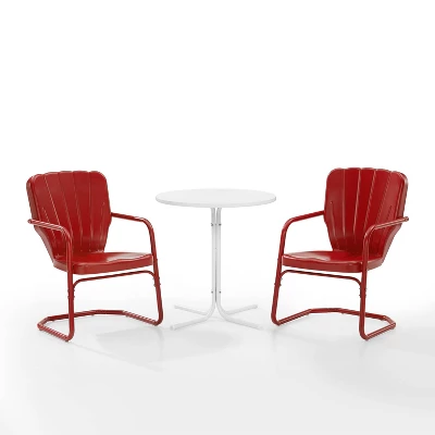 Ridgeland 3pc Outdoor Bistro Set With Table & 2 Chairs - Red - Crosley 1 Ridgeland 3pc Outdoor Bistro Set With Table & 2 Chairs - Red - Crosley