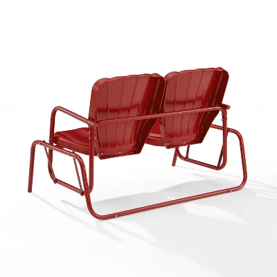 Ridgeland Outdoor Metal Loveseat Glider - Red - Crosley 4 Ridgeland Outdoor Metal Loveseat Glider - Red - Crosley - Image 4