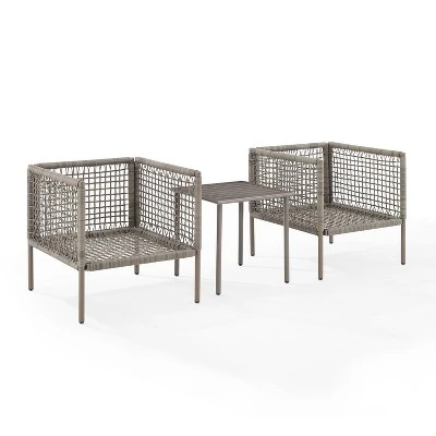 Cali Bay 3pc Outdoor Wicker & Metal Seating Set - Taupe/Light Brown - Crosley 8 Cali Bay 3pc Outdoor Wicker & Metal Seating Set - Taupe/Light Brown - Crosley - Image 8