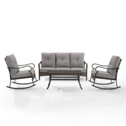 4pc Dahlia Outdoor Steel Sofa Set Taupe/Matte Black - Crosley -Cheap Crosley Store GUEST c111cb00 3d12 4cb4 9a83 b2871697171a