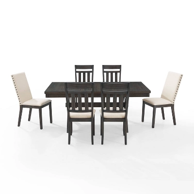 7pc Hayden Extendable Dining Set With 4 Slat Back Chairs And 2 Upholstered Chairs Slate - Crosley 6 7pc Hayden Extendable Dining Set With 4 Slat Back Chairs And 2 Upholstered Chairs Slate - Crosley - Image 6