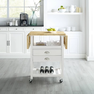 Bristol Double Drop Leaf Kitchen Cart White - Crosley 7 Bristol Double Drop Leaf Kitchen Cart White - Crosley - Image 7