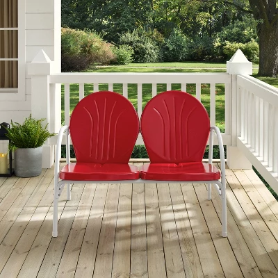 Griffith Outdoor Loveseat - Bright Red - Crosley 4 Griffith Outdoor Loveseat - Bright Red - Crosley - Image 4
