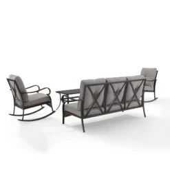 4pc Dahlia Outdoor Steel Sofa Set Taupe/Matte Black - Crosley -Cheap Crosley Store GUEST c2f992ce 4972 411d 9e77 cc23fc47ed67
