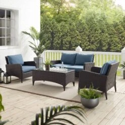 Kiawah 4pc Outdoor Wicker Conversation Set With Sofa, Arm Chairs & Coffee Table Blue - Crosley 11 Kiawah 4pc Outdoor Wicker Conversation Set With Sofa, Arm Chairs & Coffee Table Blue - Crosley -Cheap Crosley Store GUEST c41b752f feb5 467b a363 f8f903959316