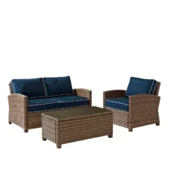 Bradenton 3pc Outdoor Conversation Set With Loveseat & Armchair With Coffee Table - Crosley -Cheap Crosley Store GUEST c5d7cc95 06f5 4dcc 914a 5796649fd182
