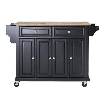 Full Size Wood Top Kitchen Cart Black - Crosley 3 Full Size Wood Top Kitchen Cart Black - Crosley - Image 3