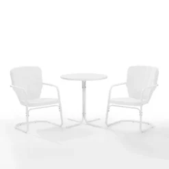 Ridgeland 3pc Outdoor Bistro Set With Table & 2 Chairs - White - Crosley