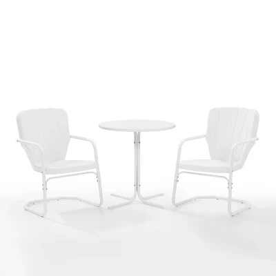 Ridgeland 3pc Outdoor Bistro Set With Table & 2 Chairs - White - Crosley 1 Ridgeland 3pc Outdoor Bistro Set With Table & 2 Chairs - White - Crosley