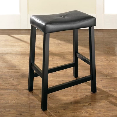 Set Of 2 24" Upholstered Saddle Seat Counter Height Barstools Black - Crosley 1 Set Of 2 24" Upholstered Saddle Seat Counter Height Barstools Black - Crosley