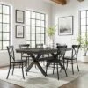 7pc Hayden Extendable Dining Set With Camille Chairs Matte Black/Slate - Crosley