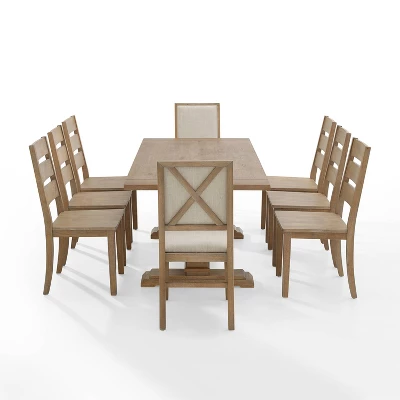 9pc Joanna Dining Set With 6 Ladder Back Chairs And 2 Upholstered Back Chairs Rustic Brown - Crosley 3 9pc Joanna Dining Set With 6 Ladder Back Chairs And 2 Upholstered Back Chairs Rustic Brown - Crosley - Image 3