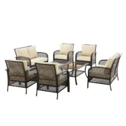 Tribeca 8pc Outdoor Wicker Conversation Set - Sand/Brown - Crosley -Cheap Crosley Store GUEST c72f5a9b 8a26 4a43 91b7 4354aecf1ff8