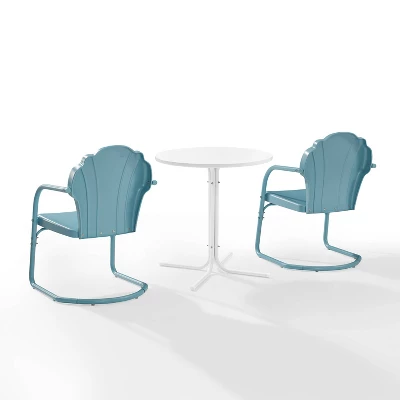 Tulip 3pc Outdoor Bistro Set With Table & 2 Chairs - Blue - Crosley 2 Tulip 3pc Outdoor Bistro Set With Table & 2 Chairs - Blue - Crosley - Image 2