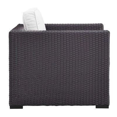 Biscayne Armchair With White Cushions - Brown/White - Crosley 2 Biscayne Armchair With White Cushions - Brown/White - Crosley - Image 2