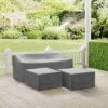 Crosley 3pc Sectional Cover Set, Sofa And Two Square Table/Ottoman, Gray