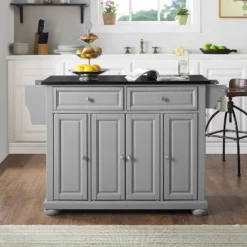 Alexandria Kitchen Island With Granite Top Vintage Gray/Black - Crosley -Cheap Crosley Store GUEST c97ac182 6ebd 4cf4 bd1a a5cd0b094b26