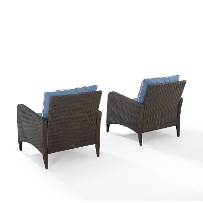 Kiawah 2pk Wicker Patio Chair Blue - Crosley 2 Kiawah 2pk Wicker Patio Chair Blue - Crosley - Image 2