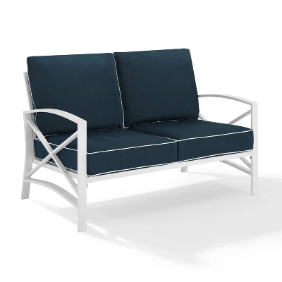 Kaplan Loveseat White/Navy - Crosley 1 Kaplan Loveseat White/Navy - Crosley