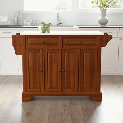 Lafayette Granite White Top Full Size Kitchen Island/Cart Cherry - Crosley 1 Lafayette Granite White Top Full Size Kitchen Island/Cart Cherry - Crosley