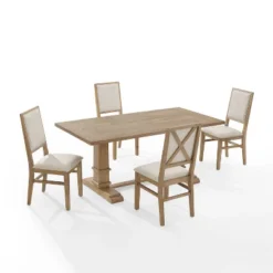 5pc Joanna Dining Set With 4 Upholstered Back Chairs Rustic Brown - Crosley -Cheap Crosley Store GUEST cbe67f20 16b9 4812 b0d0 d2e069f2cb57