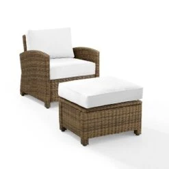 Bradenton 2pc Outdoor Wicker Arm Chair & Ottoman Set - Crosley -Cheap Crosley Store GUEST cdac71dc 5653 4ac2 8f03 12d6f40378ec