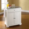 Alexandria Granite Top Portable Kitchen Island/Cart White/Gray - Crosley