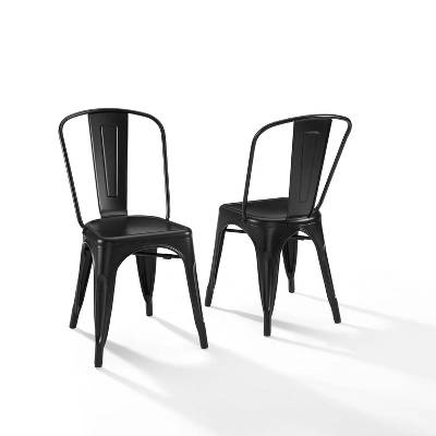 Set Of 2 17" Amelia Metal Chair Matte Black - Crosley 1 Set Of 2 17" Amelia Metal Chair Matte Black - Crosley