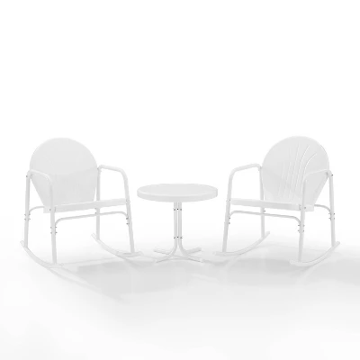 Griffith 3pc Outdoor Rocking Chair Set - White - Crosley 1 Griffith 3pc Outdoor Rocking Chair Set - White - Crosley