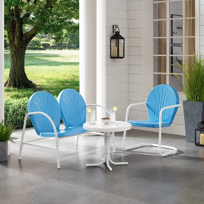 Griffith 3pc Outdoor Conversation Set With Loveseat, Arm Chair & Accent Table - Sky Blue - Crosley 1 Griffith 3pc Outdoor Conversation Set With Loveseat, Arm Chair & Accent Table - Sky Blue - Crosley