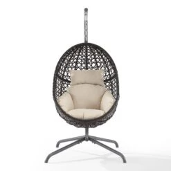 Calliope Indoor/Outdoor Wicker Hanging Egg Chair - Sand/Dark Brown - Crosley -Cheap Crosley Store GUEST d05510bc 1d88 42de 93f2 a28521e1aa4c
