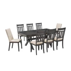 9pc Hayden Extendable Dining Set With 6 Slat Back Chairs And 2 Upholstered Chairs Slate - Crosley -Cheap Crosley Store GUEST d05632fc c410 476b a64d 4a45013ca748
