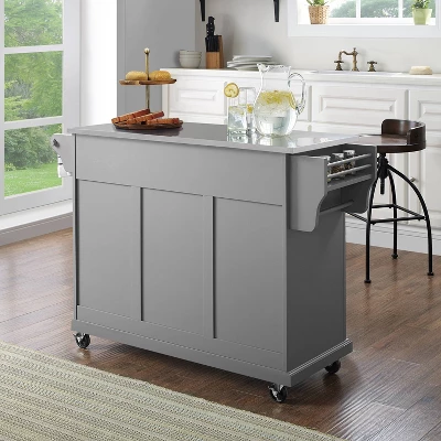 Stainless Steel Top Kitchen Cart/Island Vintage Gray - Crosley 8 Stainless Steel Top Kitchen Cart/Island Vintage Gray - Crosley - Image 8