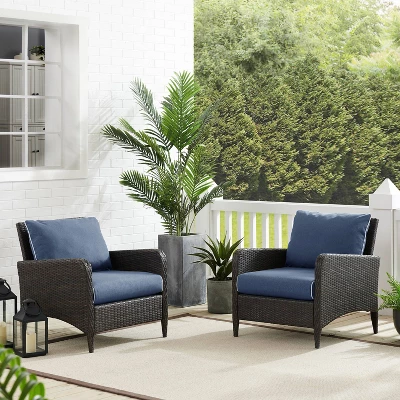 Kiawah 2pk Wicker Patio Chair Blue - Crosley 3 Kiawah 2pk Wicker Patio Chair Blue - Crosley - Image 3