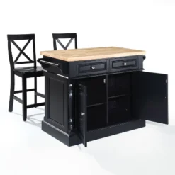 Oxford Kitchen Island With 2 X-Back Stools Black - Crosley -Cheap Crosley Store GUEST d390dcd9 79bc 4908 9404 d86762434f2f