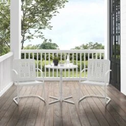 Bates 3pc Outdoor Bistro Set With Table & 2 Chairs - White - Crosley -Cheap Crosley Store GUEST d3a7777f ad28 4ce3 9148 7b31fed21d73