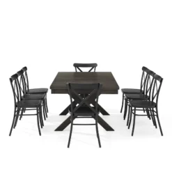 9pc Hayden Extendable Dining Set With Camille Chairs Matte Black/Slate - Crosley -Cheap Crosley Store GUEST d4d55860 0e81 4b91 a1a6 376cc24dfe73