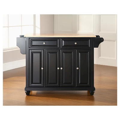 Cambridge Natural Wood Top Kitchen Island Black - Crosley 3 Cambridge Natural Wood Top Kitchen Island Black - Crosley - Image 3