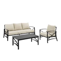 Kaplan 3pc Outdoor Sofa Set With Sofa & Arm Chair With Coffee Table - Oatmeal - Crosley -Cheap Crosley Store GUEST d551f1c3 c5ed 465c 80fa d8ead9efbb24