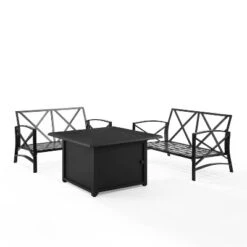 Kaplan 3pc Outdoor Conversation Set With Fire Table & 2 Loveseats - Mist - Crosley -Cheap Crosley Store GUEST d67c39be c0f7 4240 b315 80040d4aa650