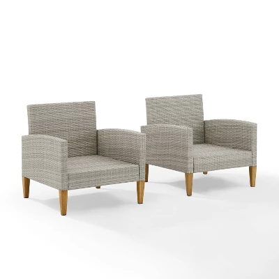 Capella Outdoor Wicker 2 Pc Chair Set Gray/Acorn - Crosley 3 Capella Outdoor Wicker 2 Pc Chair Set Gray/Acorn - Crosley - Image 3