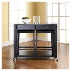 Stainless Steel Top Kitchen Cart/Island - Black With 24" Black Upholstered Saddle Stools - Crosley 9 Stainless Steel Top Kitchen Cart/Island - Black With 24" Black Upholstered Saddle Stools - Crosley -Cheap Crosley Store GUEST d7a2c547 e67b 455d 9c47 22aee8c3fa83