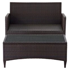 Kiawah 2 Piece Outdoor Wicker Seating Set With Chair & Ottoman - Sangria - Crosley -Cheap Crosley Store GUEST d972e69f 8d9d 4086 a228 838d016f1fad