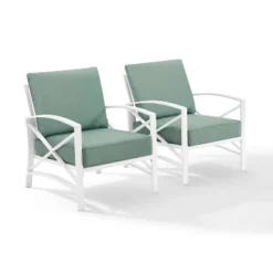 2pk Kaplan Outdoor Steel Arm Chairs Mist/White - Crosley -Cheap Crosley Store GUEST d9cf9b79 447d 4b81 99ba 6f755782e91f