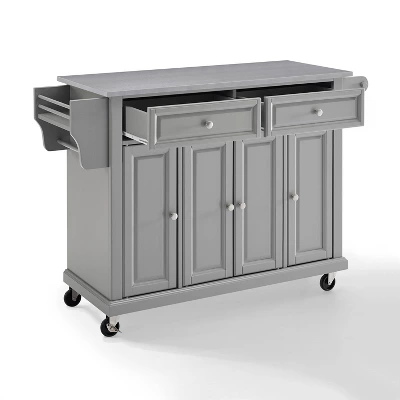 Stainless Steel Top Kitchen Cart/Island Vintage Gray - Crosley 3 Stainless Steel Top Kitchen Cart/Island Vintage Gray - Crosley - Image 3